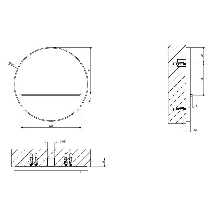 Излив подвесной, d20.7см., каскадный, Gessi Venti20, finox brushed nickel арт. 65295#149