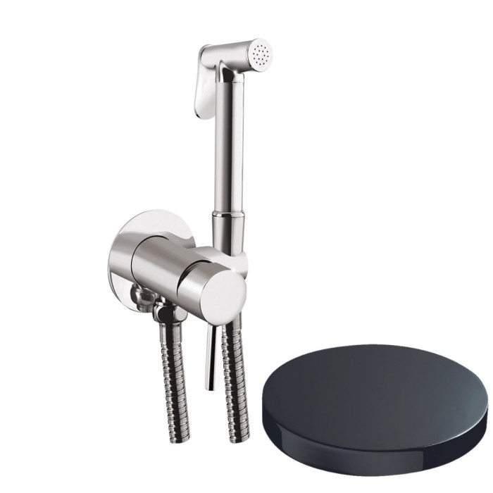 Гигиенический душ со смесителем, Giulini Shut off, хром черный глянц арт. SH23CRN