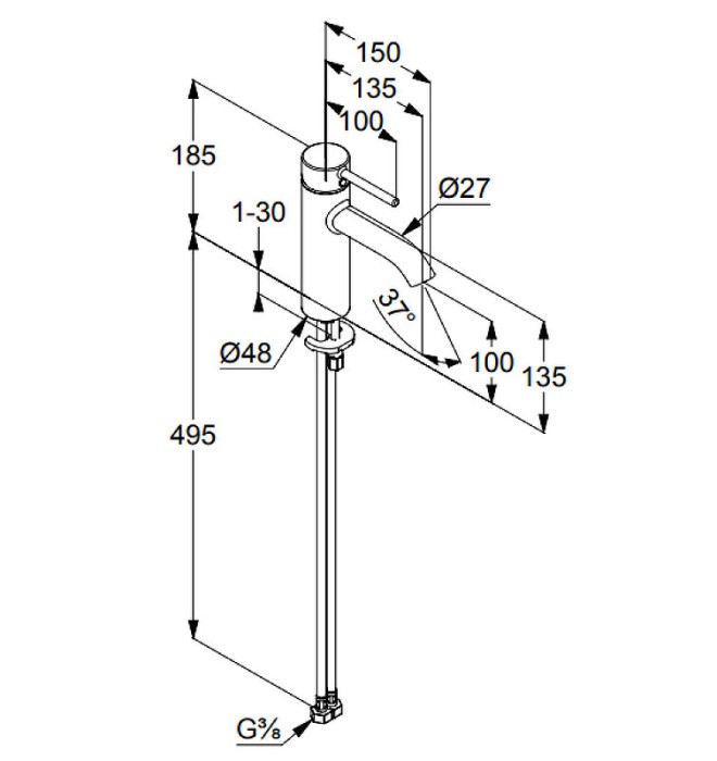 Смеситель для раковины Kludi Bozz цвет хром арт. 382820576