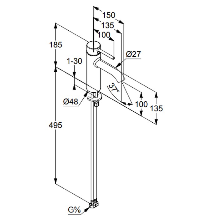 Смеситель для раковины Kludi Bozz цвет хром арт. 382820576
