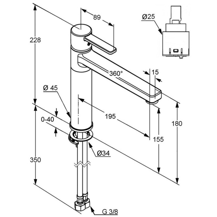Однорычажный смеситель для кухни, zenta Kludi, хром - 389730575