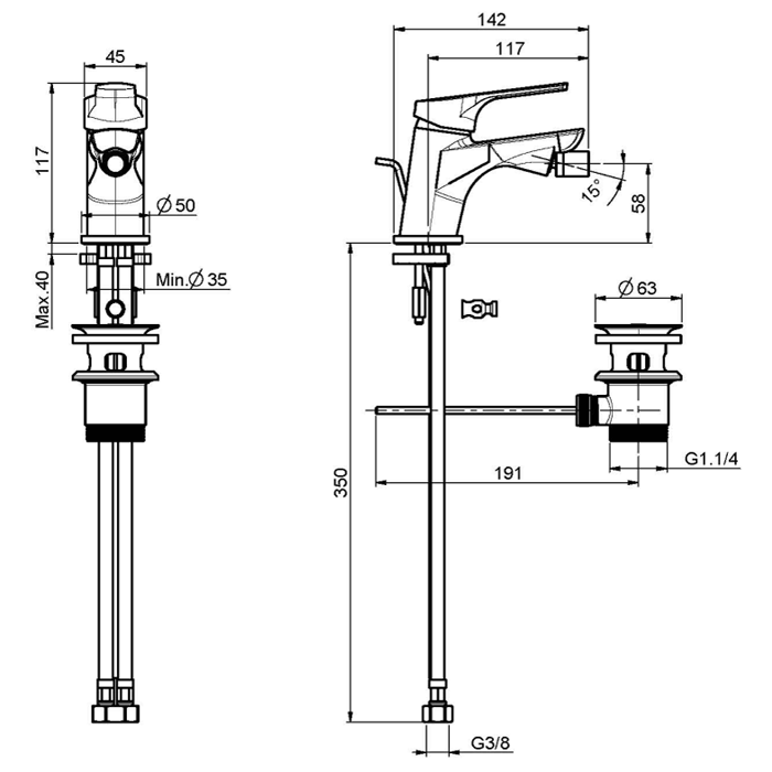 Fima Carlo Frattini Смеситель на биде, Serie 4, F3762CR цвет: хром