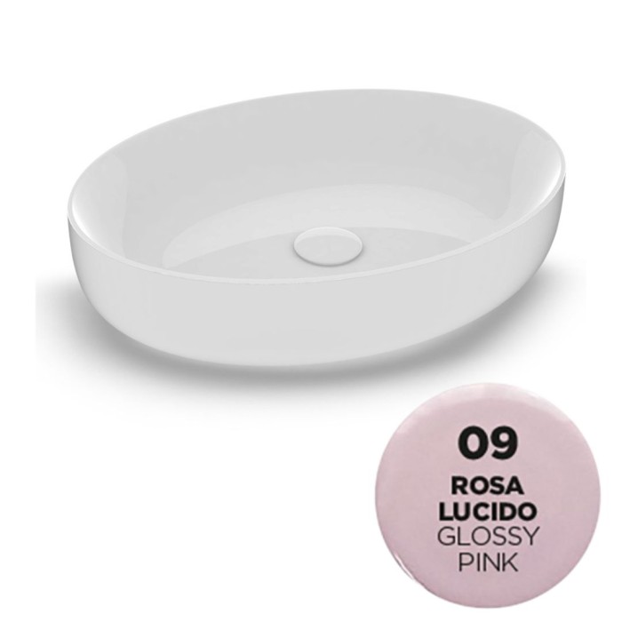 Накладная раковина, 55x42xh14 см, Olympia ceramica Metamorfosi, розовый глянцевый арт. MET42O6009