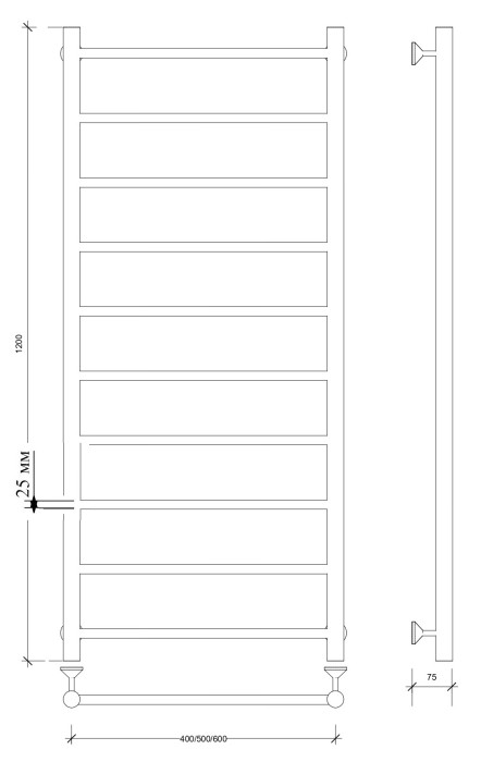 Полотенцесушитель водяной 120x40 Триада 1 плюс (хром) Secado арт. 4673739246443