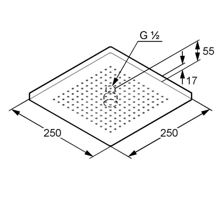 Верхний душ 250 x 250 мм, a-qa Kludi, хром - 6653105-00