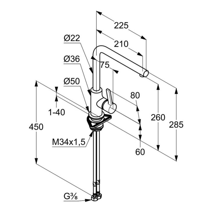 Однорычажный смеситель для кухни, матовый, l-ine s Kludi, черный матовый - 408033975