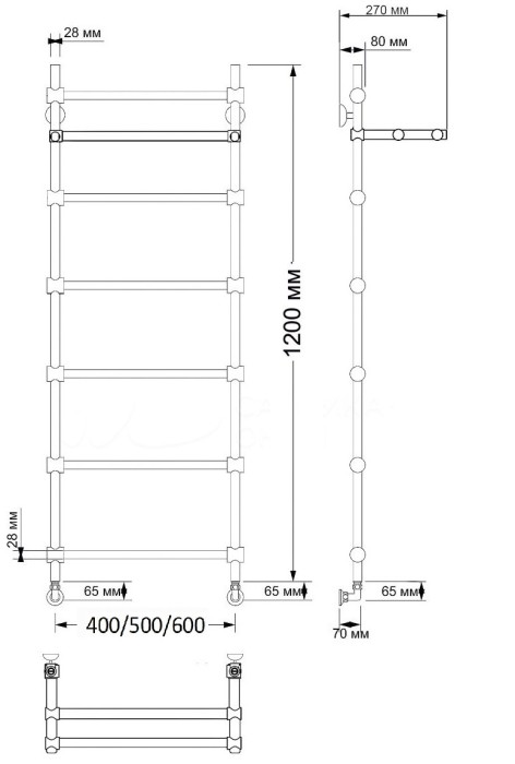 Полотенцесушитель водяной латунный 60x120 Флоренция 3 (бронза) Secado арт. 4603777470616