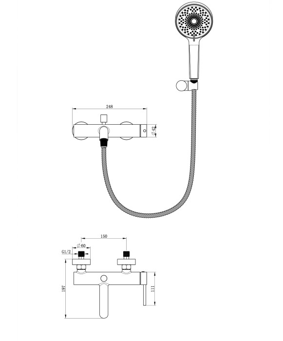 Смеситель для ванны с душем, Wonzon & Woghand Stick, WW-88639017-BG цвет: золото