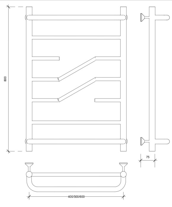 Полотенцесушитель водяной 80x60 Риволи СП (черный) Secado арт. 4673739228371