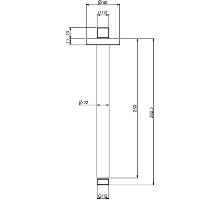 Fima Carlo Frattini Держатель верхнего душа 250 мм., потолочный монтаж, Spillo Steel, F2946INOX цвет: нержавеющая сталь