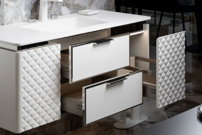 Тумба 120cm white /gold, Boheme Rombo - 777-120-WG