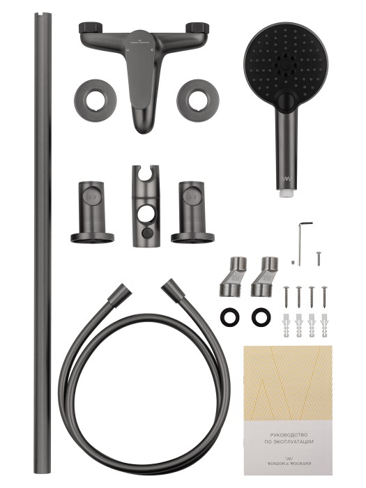 Смеситель для ванны с душевым гарнитуром, Wonzon & Woghand Alfa, WW-AE3205-BGG цвет: графит