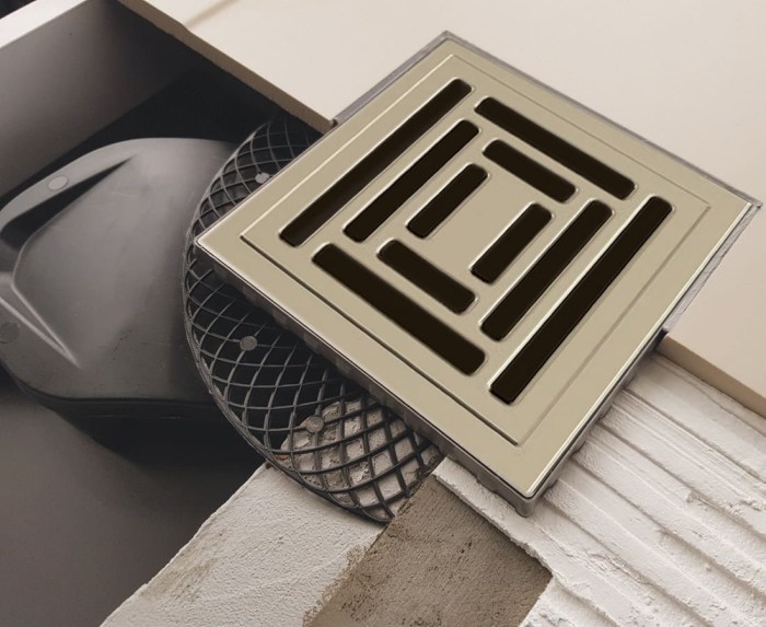 Душевой трап BERGES PLATZ Uno 100х100, матовый хром, S-сифон D50 H60, арт.090169