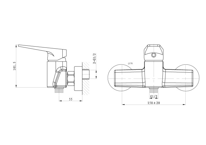 Смеситель для душа, Wonzon & Woghand Athens, WW-084101-CR цвет: хром