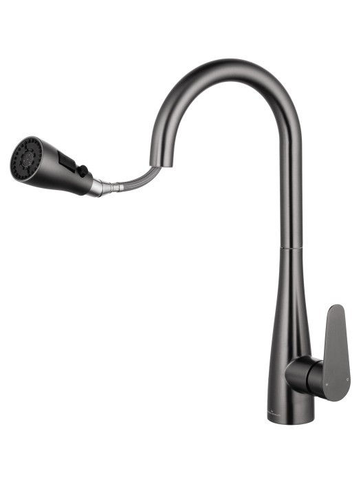 Смеситель для кухни с выдвижным изливом, Wonzon & Woghand, WW-121E201B-BGG цвет: графит