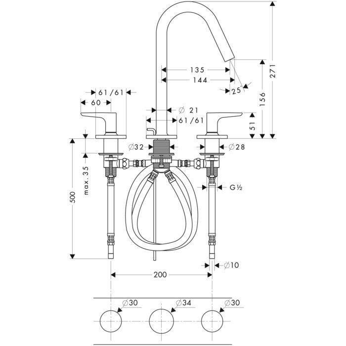 Смеситель для раковины Citterio M Axor, полированное золото арт. 34133990
