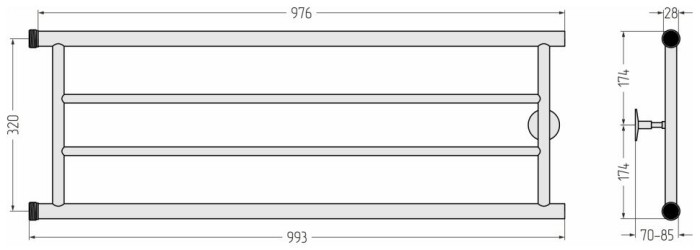 Стилье Водяной полотенцесушитель 320x1000, Минор 0600, 00600-3210 цвет: без покрытия