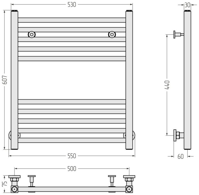 Сунержа Водяной полотенцесушитель 600x500, Модус, 1015-0250-6050 цвет: светлая слоновая кость