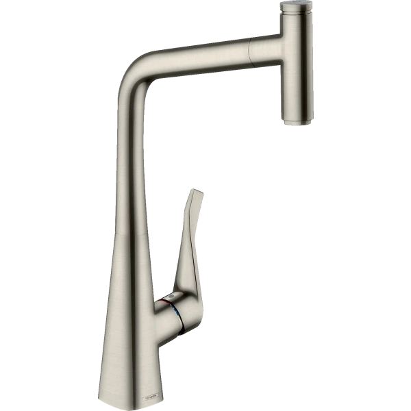 Смеситель для кухни, с вытяжным изливом, Hansgrohe Metris Select M71, нержавеющая сталь арт. 73803800