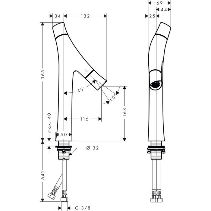 Смеситель для раковины Starck Organic Axor, полированное красное золото арт. 12012300
