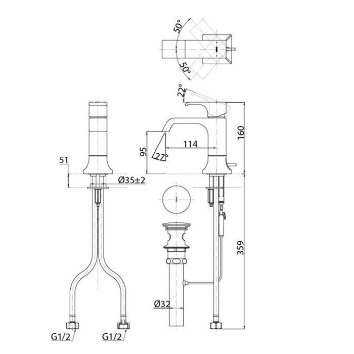 Смеситель для раковины, GC TOTO, TLG08301R цвет: хром