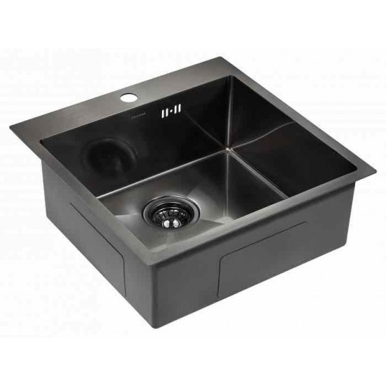 Мойка для кухни нержавеющая 510х510мм Paulmark KRONER, вороненая сталь - PM215151-GM