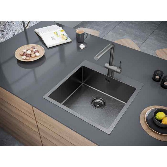 Мойка для кухни нержавеющая 510х510мм Paulmark KRONER, вороненая сталь - PM215151-GM