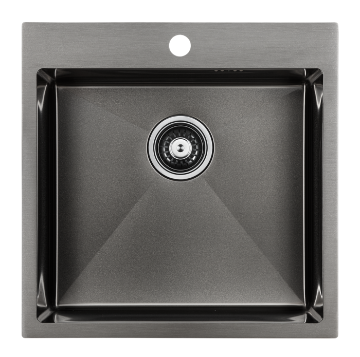 Мойка для кухни нержавеющая 510х510мм Paulmark KRONER, вороненая сталь - PM215151-GM