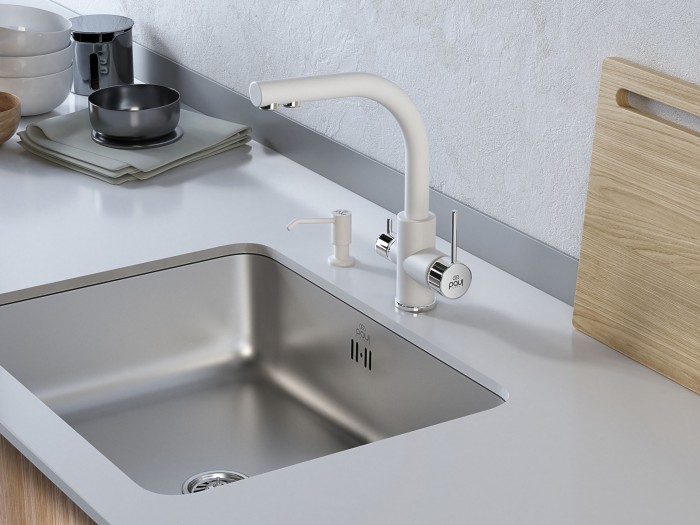 Смеситель для кухни  Paulmark ESSEN, белый матовый - Es213011-431
