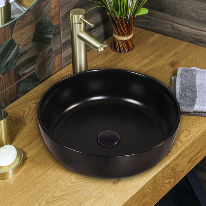 Раковина 38,5х38,5х14, накладная, ультратонкая, черная, Azario - XML4003