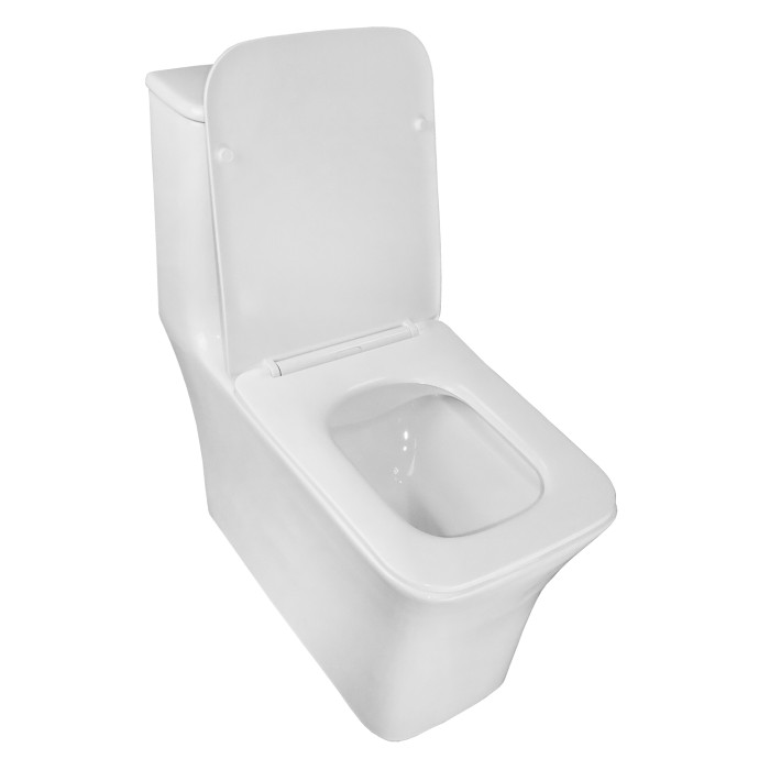 Унитаз-моноблок 705х370х760 напольный, безободковый, в комплекте с сиденьем дюропласт микролифт, белый, Azario GRESSA арт. AZ-1111