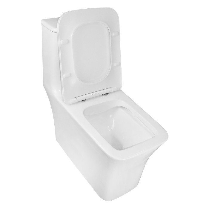 Унитаз-моноблок 705х370х760 напольный, безободковый, в комплекте с сиденьем дюропласт микролифт, белый, Azario GRESSA арт. AZ-1111