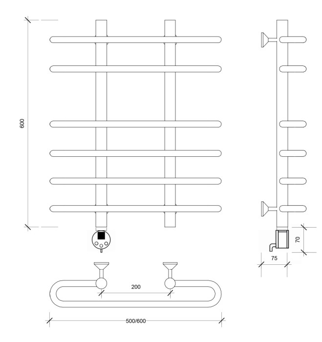 Полотенцесушитель электрический 60x20x60 Венеция 5 Secado арт. 4673739234242