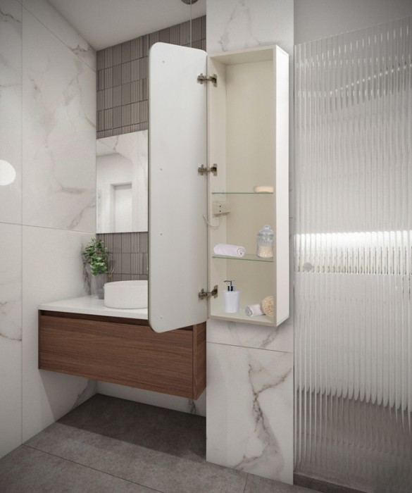 Зеркало-шкаф 1360х455 c подсветкой и диммером, Azario Понтианак - LED-00002360