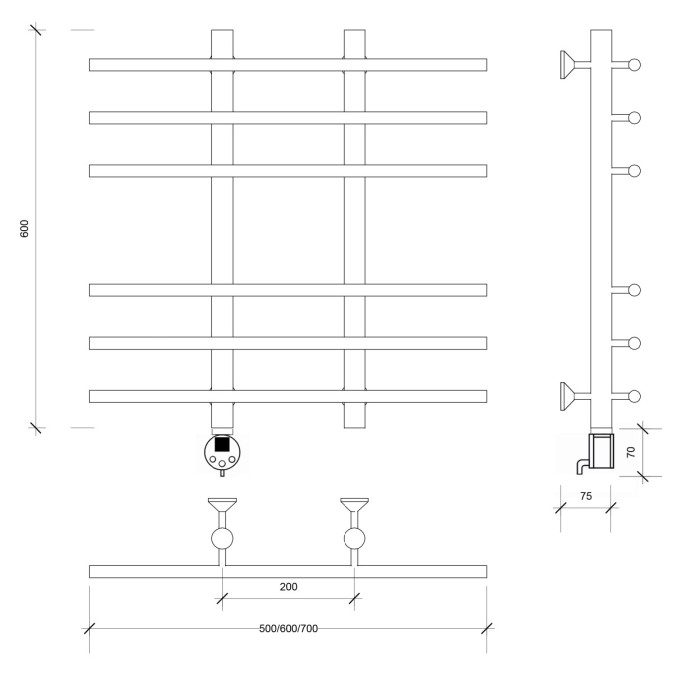 Полотенцесушитель электрический 60x20x50 Турин 4 Secado арт. 4673739244876