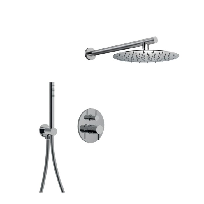 Внешняя часть встраиваемого смесителя для душа однорычажный с дивертером, верхний душ нержавеющая сталь, ручной душ, Giulini My future, хром арт. 5967-EP