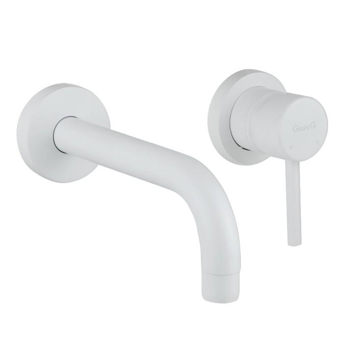 Внешняя часть смесителя для раковины настенного монтажа, излив 20 см, без донного клапана, Giulini Futuro, белый матовый арт. 6525-20EPBO