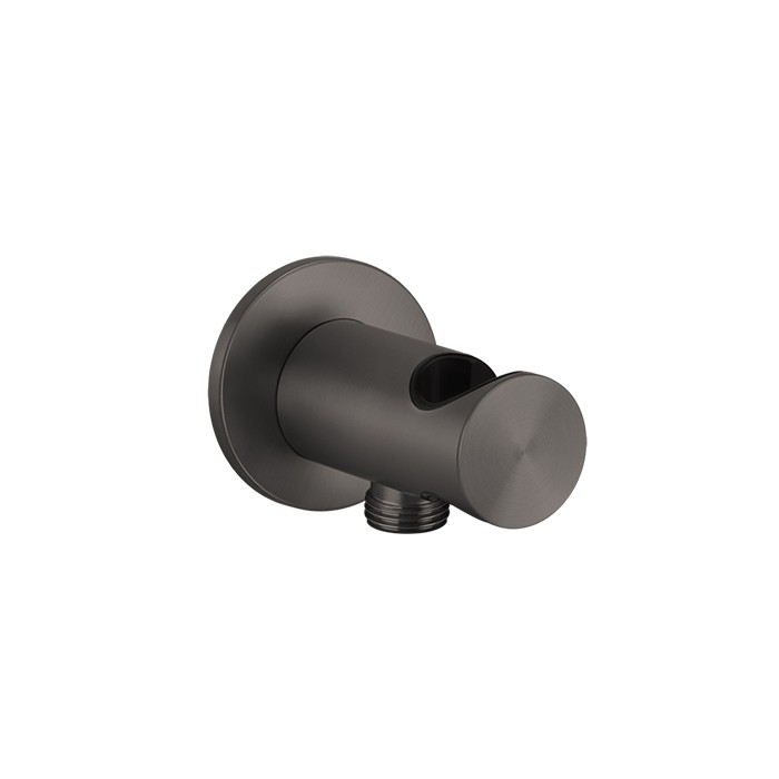 Держатель для душевой лейки с выводом воды на 1/2", Gessi 316, brushed black metal pvd арт. 54161#707