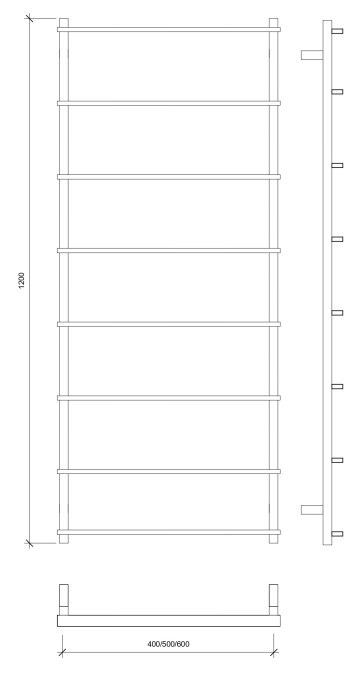 Полотенцесушитель водяной 120x40 Лорето (черный) Secado арт. 4673739219058