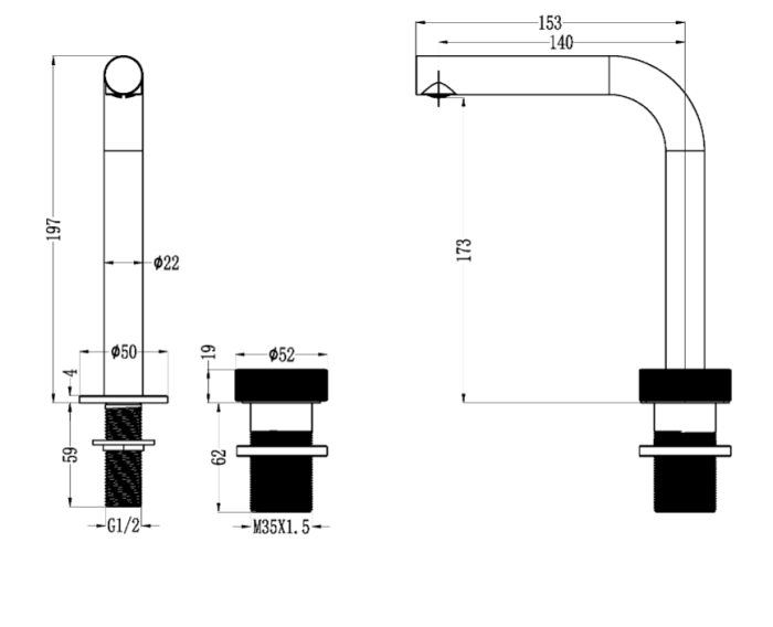 Смеситель для раковины Boheme Tech на 2 отверстия цвет Gun Metal арт. 158-GM