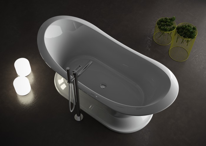 Ванна отдельностоящая 185 см, донный клапан в комплекте, Olympia ceramica Formosa 2.0, белый арт. VAFORBA01