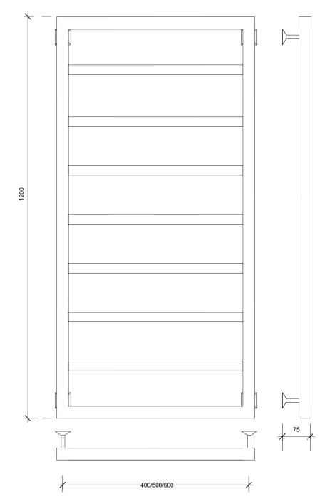Полотенцесушитель водяной 120x60 Парма 2 (черный) Secado арт. 4673739246917