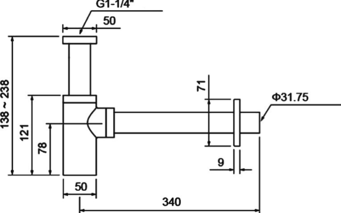 Сифон для раковины Lotis 32мм, цвет черный матовый арт. L1010