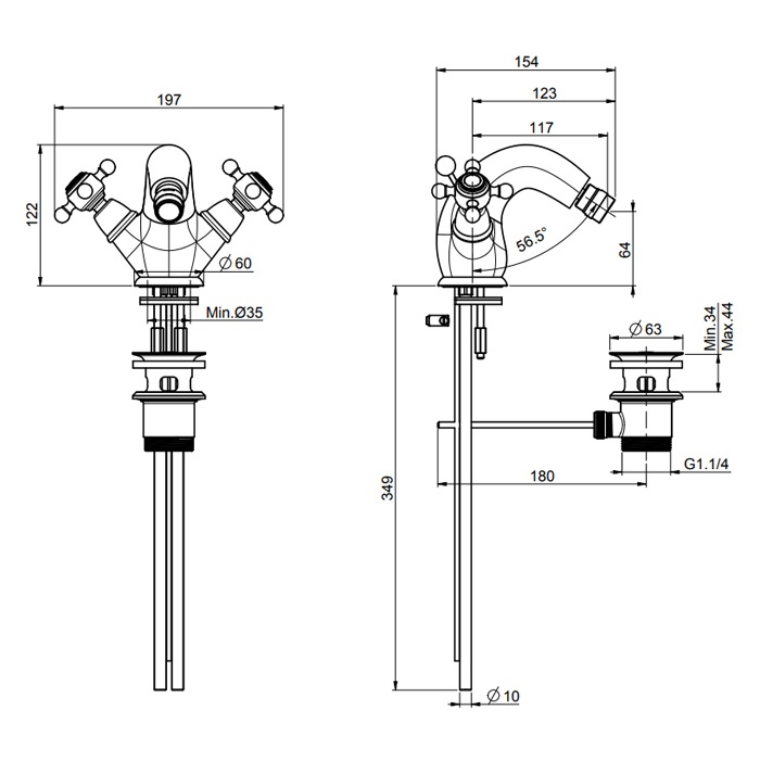 Fima Carlo Frattini Смеситель для биде, Elizabeth, F5092/2BR цвет: бронза