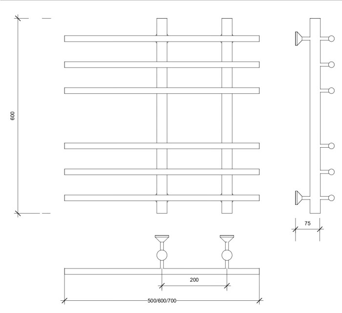 Полотенцесушитель водяной латунный 60x20x60 Турин 3 (бронза) Secado арт. 4673739250174