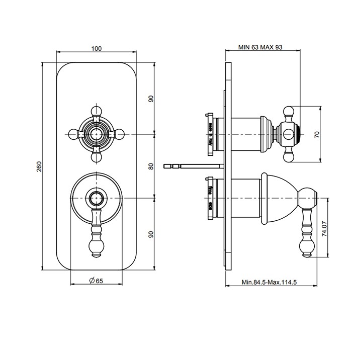 Fima Carlo Frattini Смеситель для душа, встраиваемый, на 2/3 выхода, Elizabeth, F5089X6OR цвет: золото