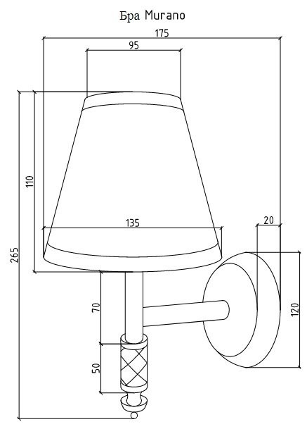Бра gold, черное, Boheme Murano - 766