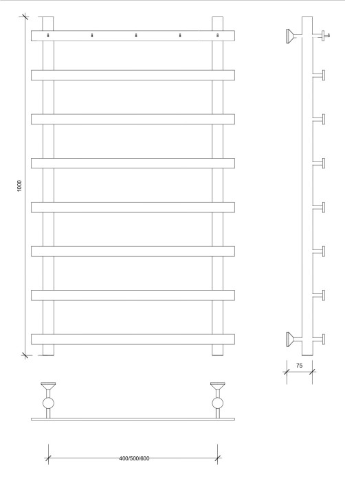 Полотенцесушитель водяной 100x70 Понтида 1 К (черный) Secado арт. 4673739227268