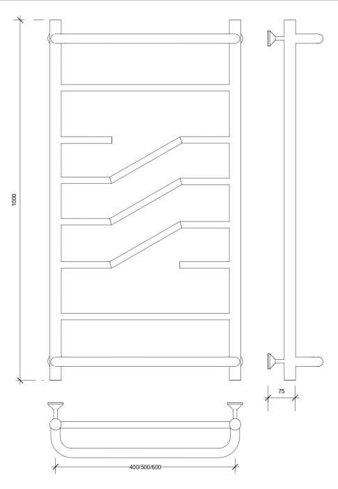 Полотенцесушитель водяной 100x40 Риволи СП (черный) Secado арт. 4673739228388