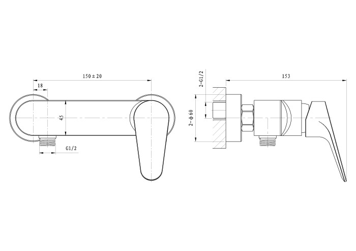Смеситель для душа, Wonzon & Woghand Balance, WW-054101-CR цвет: хром